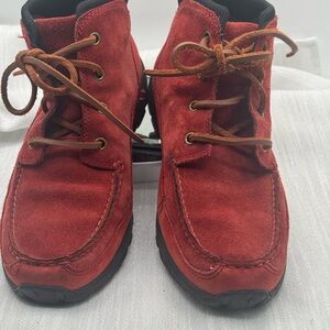 Lands End Ankle Boots Red Suede Ladies 93164 size 9